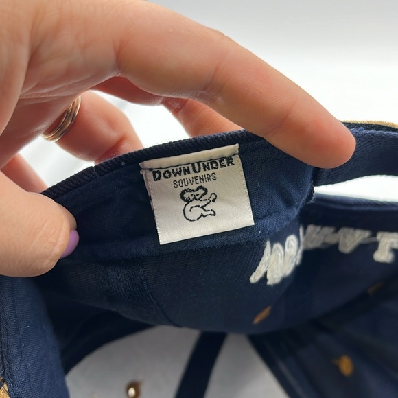 Down Under Australia Melbourne Velcro Back Hat Cap Blue Brown Velvet Embroidered - Picture 8 of 10